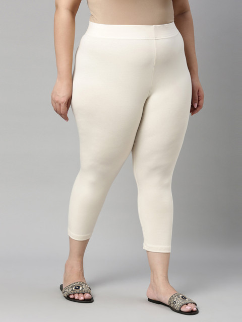 Go Colors Plus Size Mid Rise Slim Fit Ankle Length Leggings - Image 2