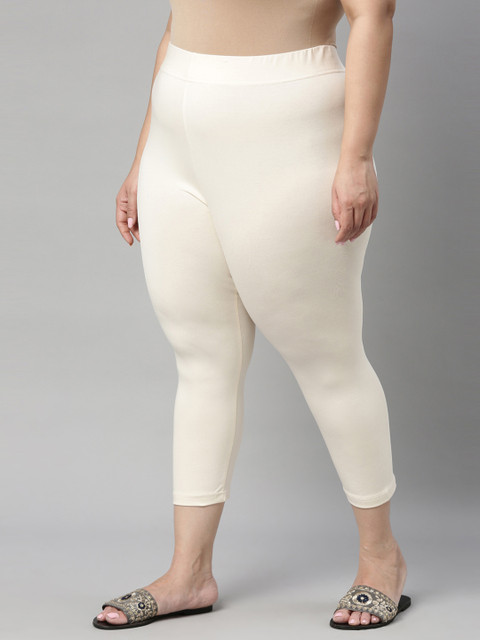 Go Colors Plus Size Mid Rise Slim Fit Ankle Length Leggings - Image 3