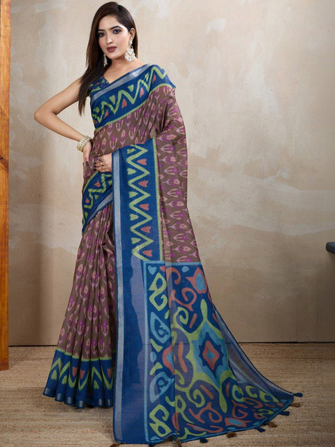 Jinesh corporation Silk Cotton Designer Chanderi Saree