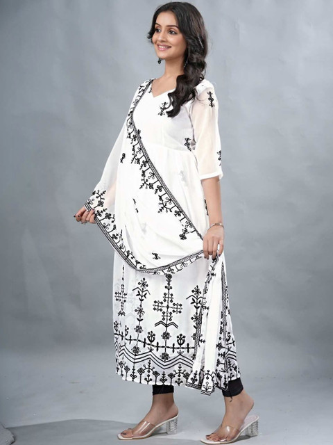 NARI DREAM Embroidered Georgette A-Line Dress