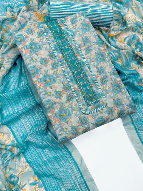 FashionsEye Printed Pure Cotton Unstitched Dress Material - Image 2