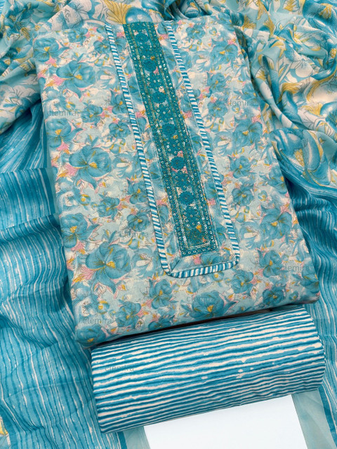 FashionsEye Printed Pure Cotton Unstitched Dress Material - Image 3