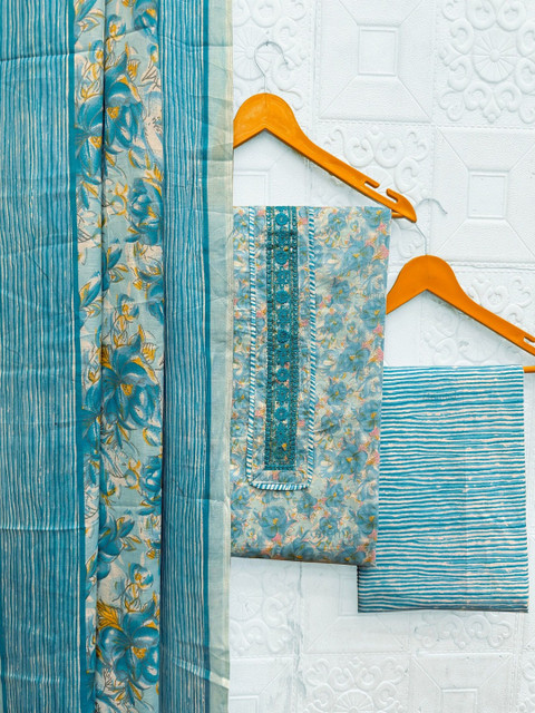 FashionsEye Printed Pure Cotton Unstitched Dress Material