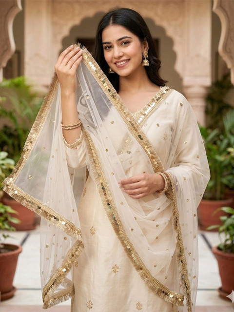 Navti Creations Embroidered Net Dupatta with Sequinned - Image 2