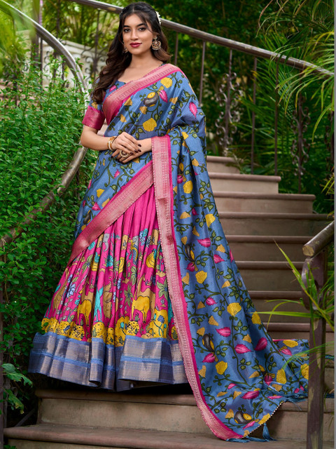 TAJOO Printed Ready to Wear Lehenga & Unstitched Blouse With Dupatta