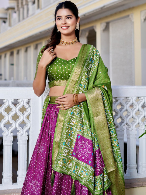 TAJOO Printed Ready to Wear Lehenga & Unstitched Blouse With Dupatta - Image 2