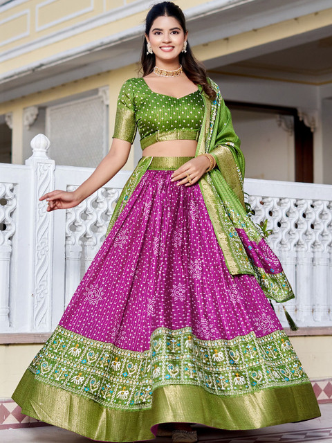 TAJOO Printed Ready to Wear Lehenga & Unstitched Blouse With Dupatta - Image 5