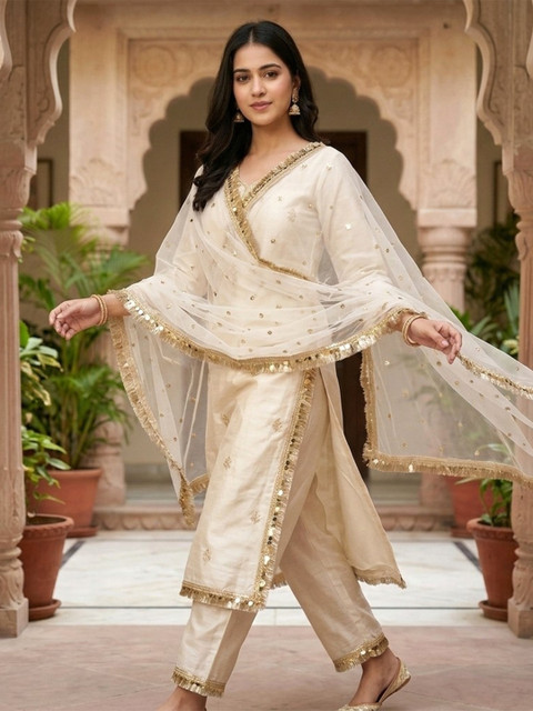 Navti Creations Embroidered Net Dupatta with Sequinned - Image 3