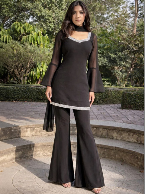 TRYAMBAKAM Women Regular Kurta with Sharara & With Dupatta