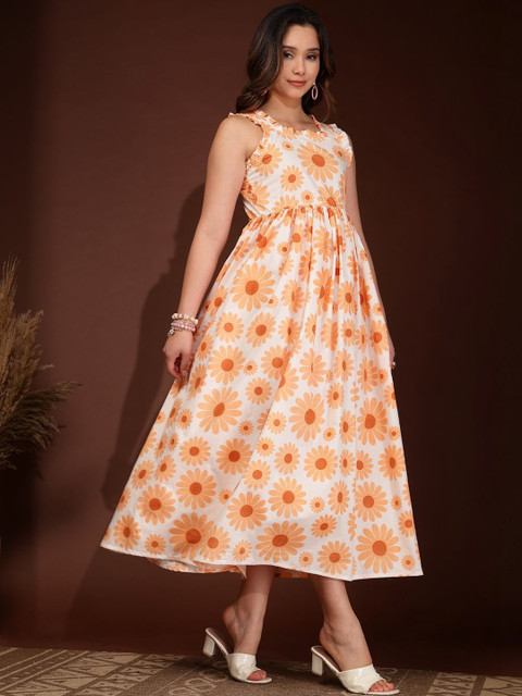 DAEVISH Floral Printed Fit & Flare Midi Dress - Image 7