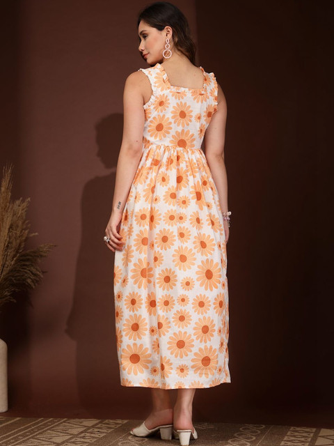 DAEVISH Floral Printed Fit & Flare Midi Dress - Image 2