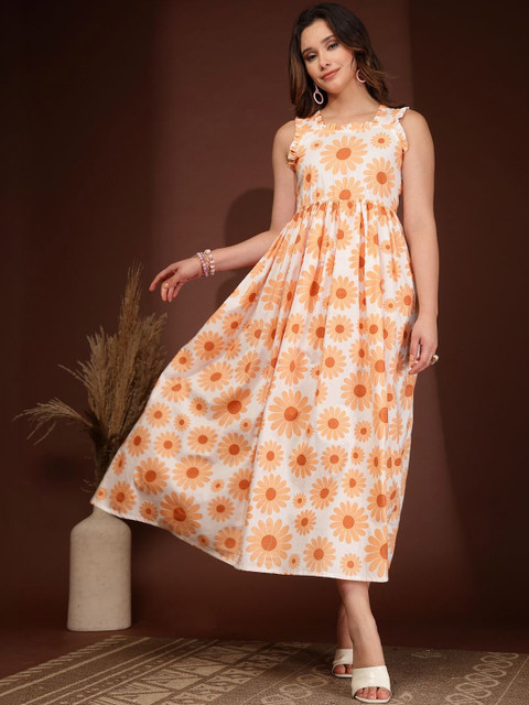 DAEVISH Floral Printed Fit & Flare Midi Dress - Image 3