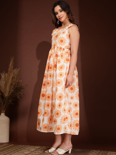 DAEVISH Floral Printed Fit & Flare Midi Dress - Image 6