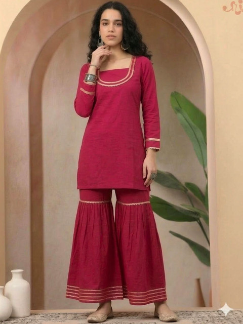 Chemistry Solid Kurti with Sharara Set