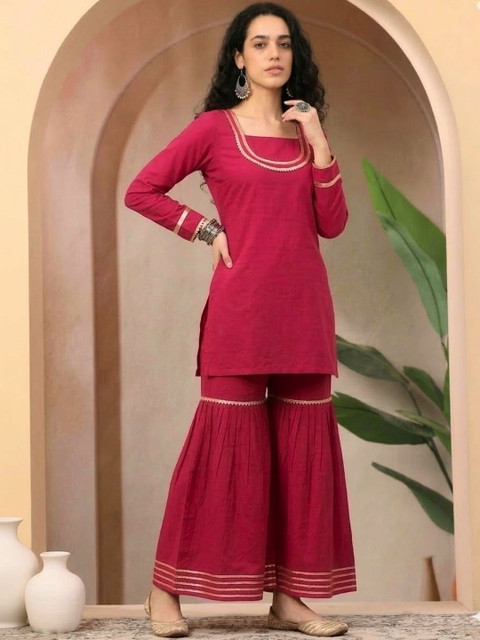 Chemistry Solid Kurti with Sharara Set - Image 3