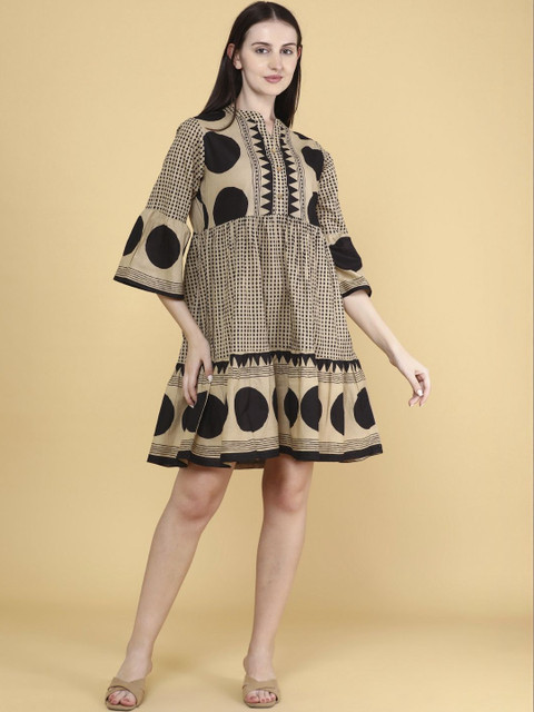 LIMEROAD Print A-Line Three-Quarter Dress