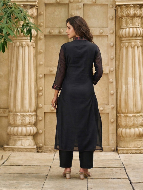 GoSriKi Women Ethnic Motifs Printed Regular Kurta with Trousers & With Dupatta - Image 3