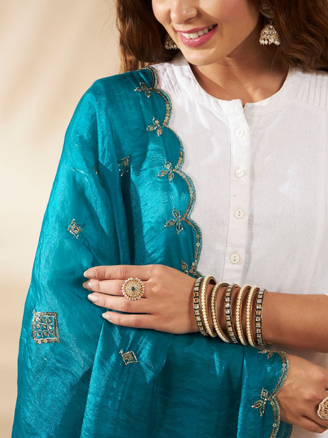 HANDICRAFT PALACE Embroidered Dupatta with Sequinned - Image 3
