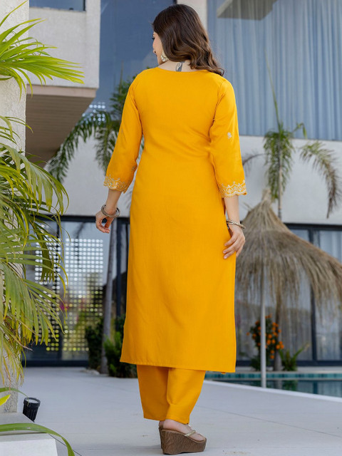 all about you Women Embroidered Regular Chanderi Silk Kurta with Trousers & With Dupatta - Image 6