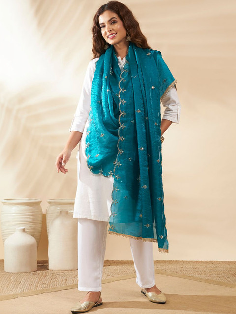 HANDICRAFT PALACE Embroidered Dupatta with Sequinned - Image 2