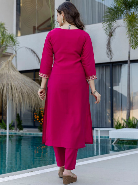 all about you Women Embroidered Regular Chanderi Silk Kurta with Trousers & With Dupatta - Image 6