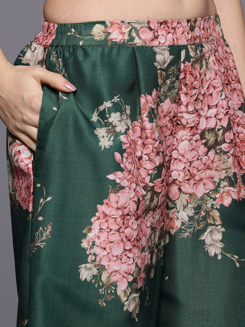 Ahalyaa Printed Mandarin Collar Tunic with Palazzos - Image 3