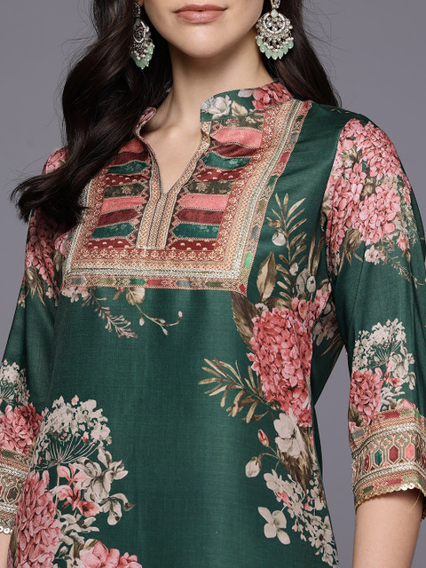 Ahalyaa Printed Mandarin Collar Tunic with Palazzos - Image 2