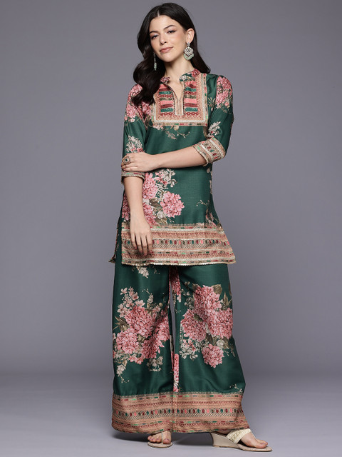 Ahalyaa Printed Mandarin Collar Tunic with Palazzos - Image 5