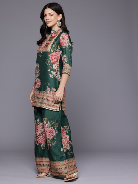 Ahalyaa Printed Mandarin Collar Tunic with Palazzos - Image 6