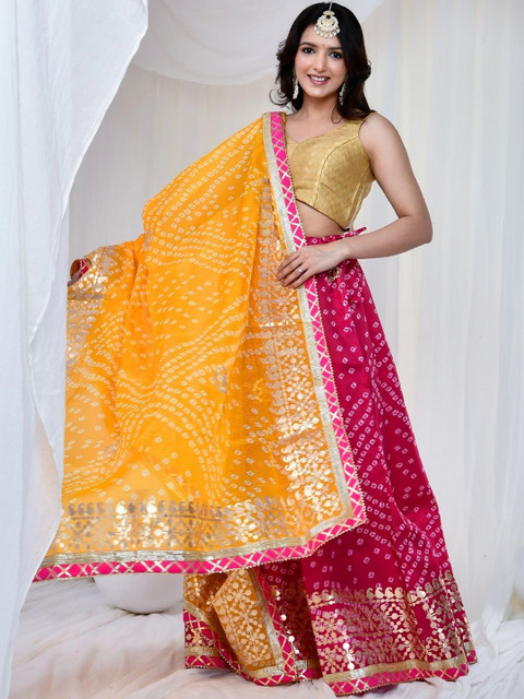 Doria Lifestyle Embellished Stitched Kota Doria Lehenga & Unstitched Blouse With Dupatta