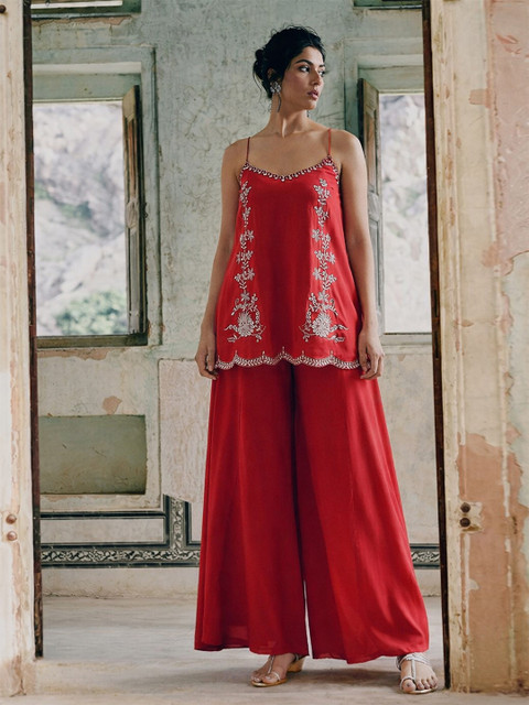 Shae by SASSAFRAS Shadow Work Embroidered Top with Palazzos