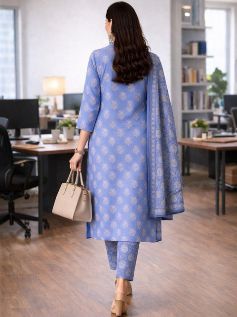 Lookmark Women Ethnic Motifs Printed Regular Kurta with Trousers & With Dupatta - Image 3
