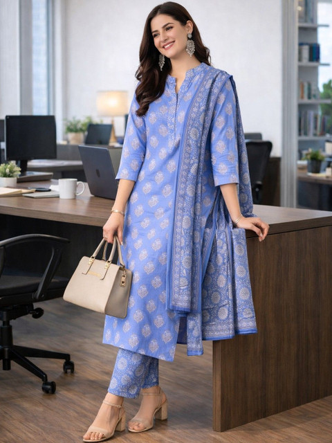 Lookmark Women Ethnic Motifs Printed Regular Kurta with Trousers & With Dupatta