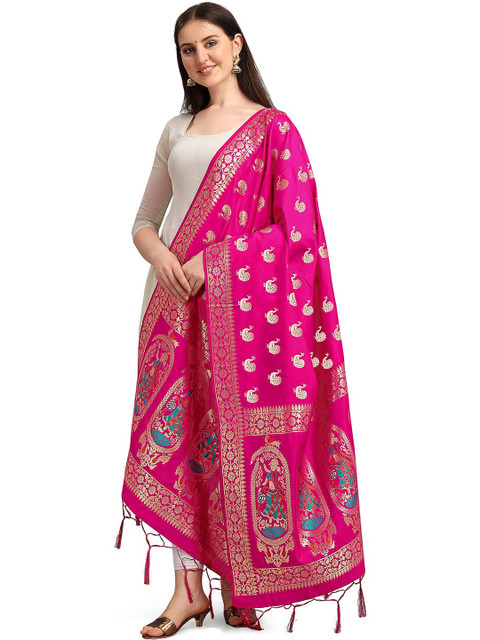 HYPHORIA Ethnic Motifs Woven Design Pure Silk Blend Dupatta with Zari