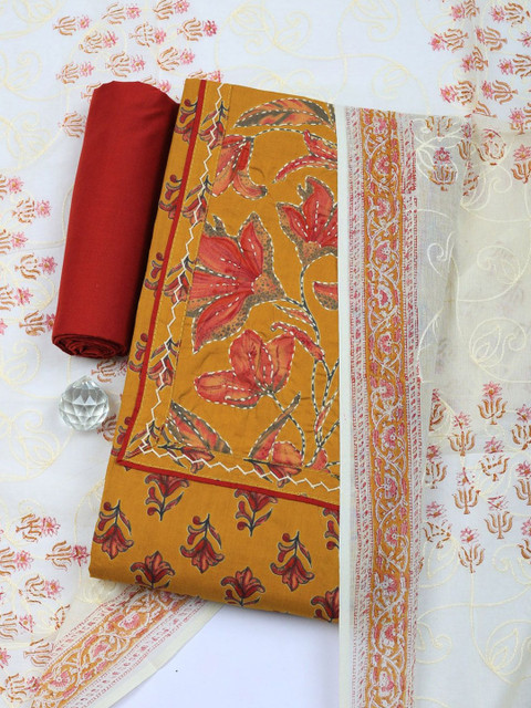 Meena Bazaar Printed Pure Cotton Unstitched Dress Material