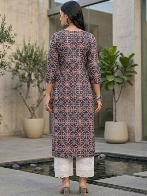 AADVIKA Women Ethnic Motifs Printed Thread Work Indie Prints Kurta - Image 5