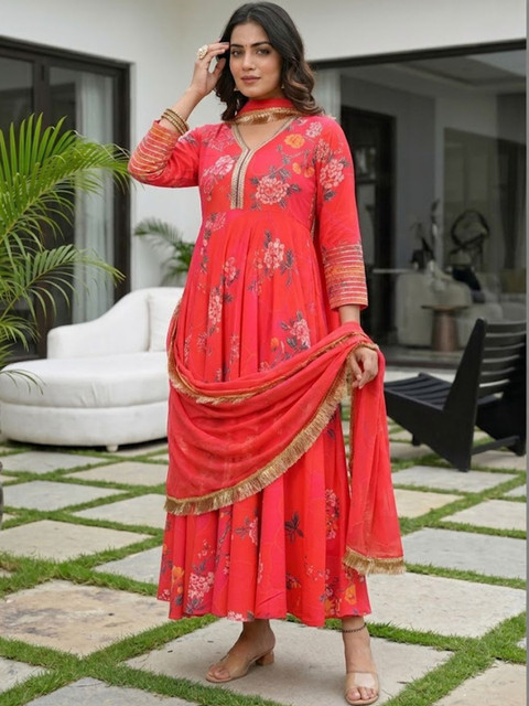 AADVIKA Women Floral Printed Floral Anarkali Kurta - Image 3