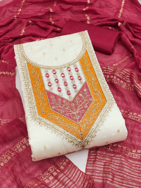 Rangtulika Ethnics Embroidered Unstitched Dress Material - Image 4