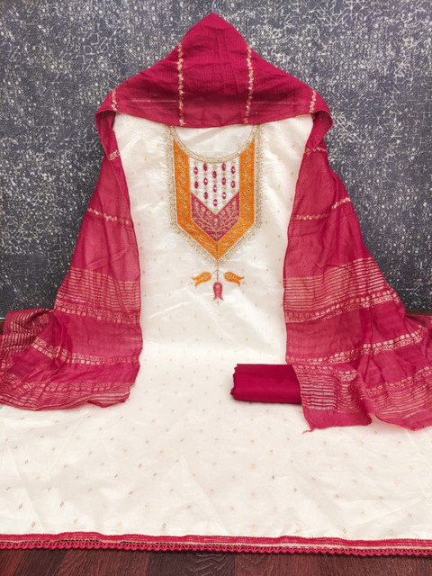 Rangtulika Ethnics Embroidered Unstitched Dress Material - Image 3