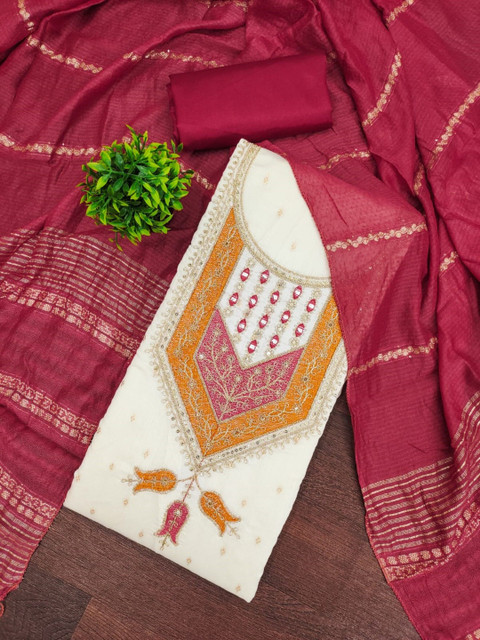 Rangtulika Ethnics Embroidered Unstitched Dress Material - Image 2