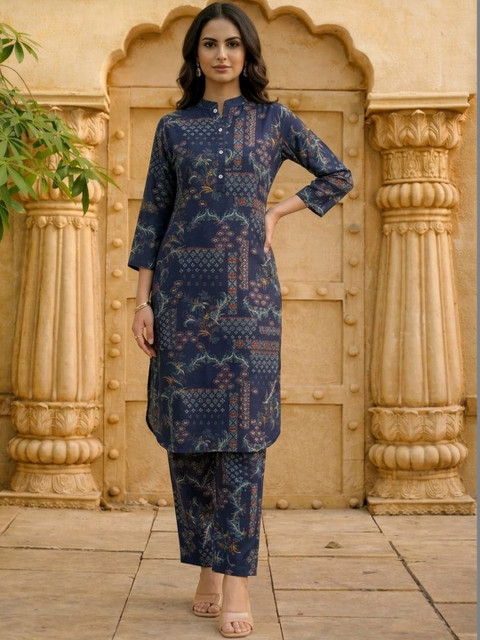 AANVI Floral Cotton Printed Tunic with Trousers