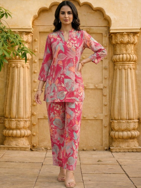 AANVI Floral Cotton Printed Tunic with Trousers - Image 2