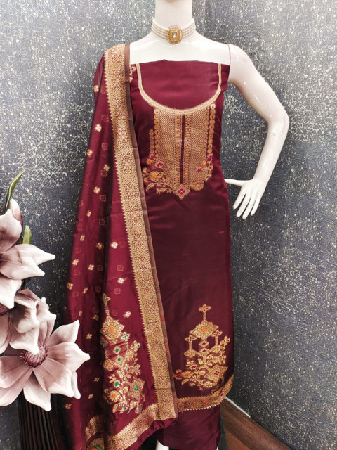 Rangtulika Ethnics Embroidered Organza Unstitched Dress Material
