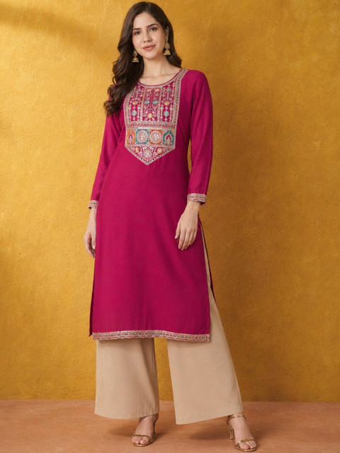 rarethread Women Ethnic Motifs Embroidered Thread Work Kurta