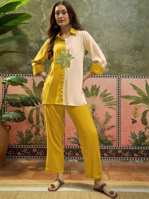 SKYLEE Embroidered Shirt with Trousers