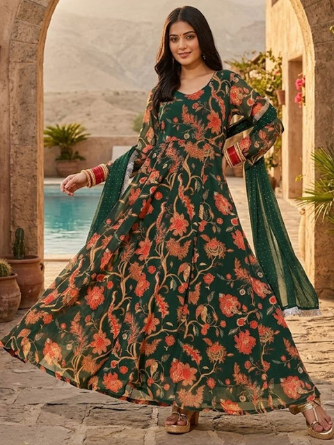 AADVIKA Women Floral Printed Floral Georgette Blend Anarkali Kurta