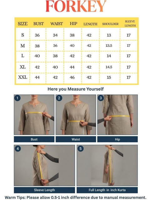 FORKEY Women Embroidered Thread Work Kurta - Image 4