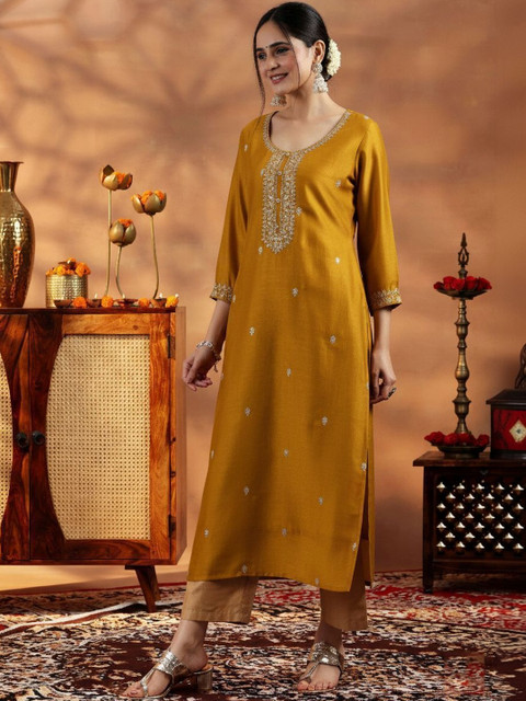 FORKEY Women Embroidered Thread Work Kurta - Image 3