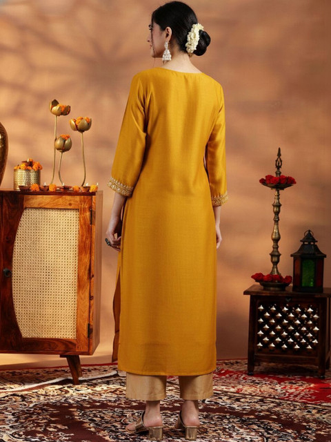 FORKEY Women Embroidered Thread Work Kurta - Image 2
