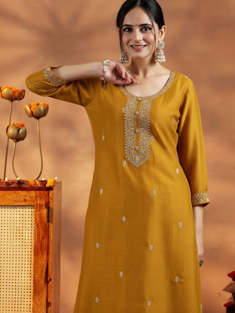 FORKEY Women Embroidered Thread Work Kurta - Image 5